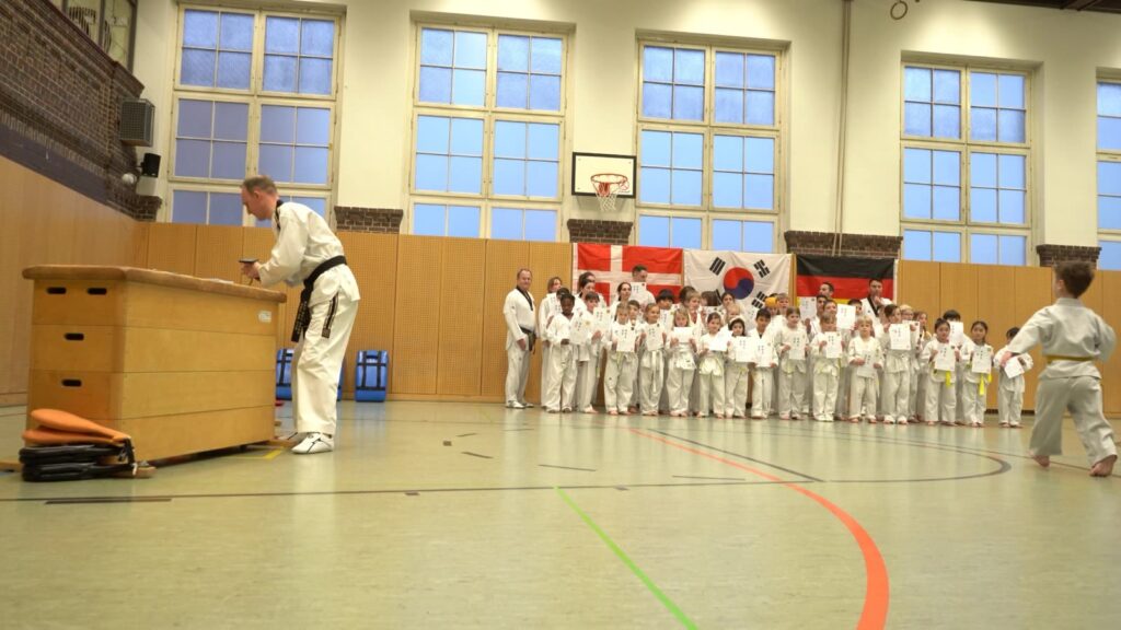Aufstellung zur Urkundenverleihung – Taekwondo beim TSB Flensburg